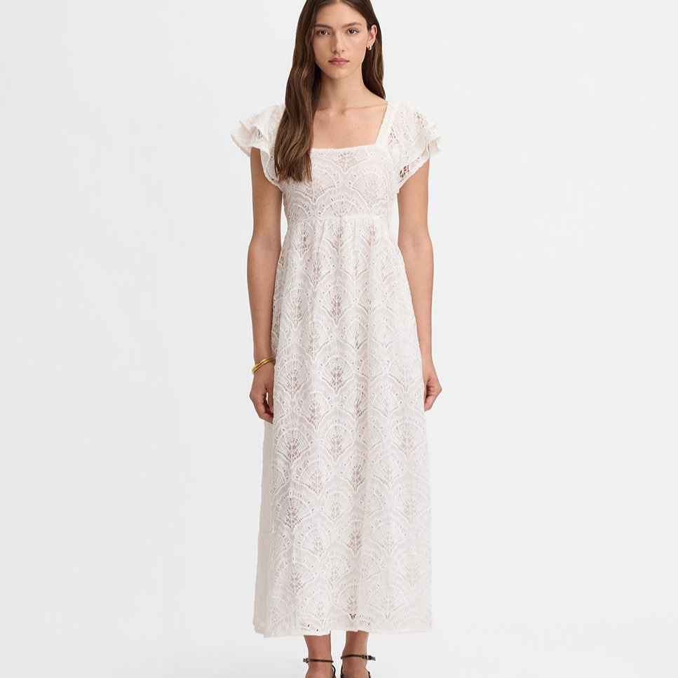Vestido largo bordado Blanco Simorra