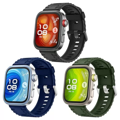 OUTPUTBT 3-Piezas Correa con Metal Conector para Huawei Watch FIT 4 Pro/FIT4/FIT 3 Pulseras Silicona Sport para Huawei Fit3/Fit4 para Hombre Mujer