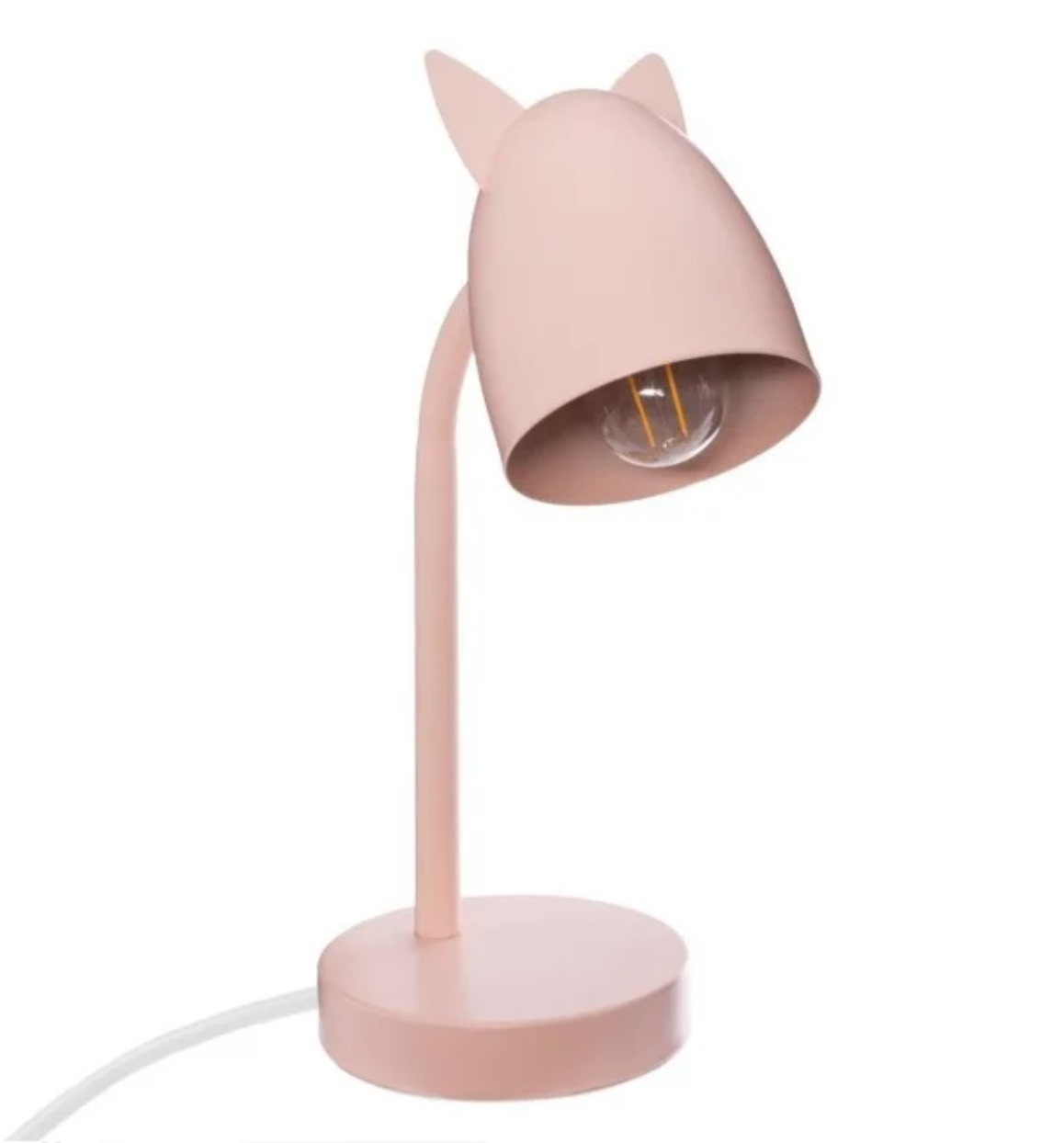 Divertida lámpara de sobremesa de color rosa con orejitas.