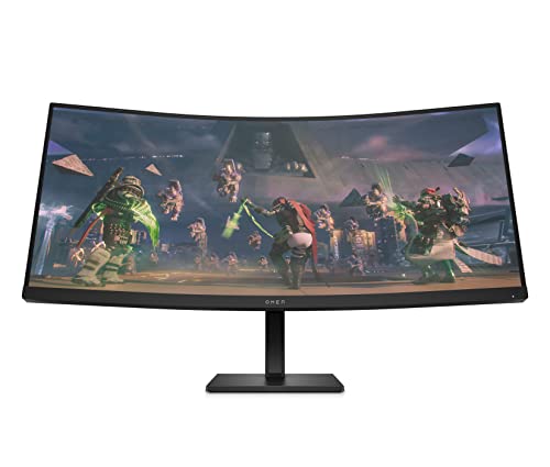 HP OMEN 34c– Monitor Gaming de 34" WQHD (3440 x 1440 a 165 Hz, 21:9, 1ms, HDMI, Antirreflejo, AMD FreeSync Premium, Compatible con Consolas, 1500R, Altavoces, Altura e inclinación Ajustable) Negro
