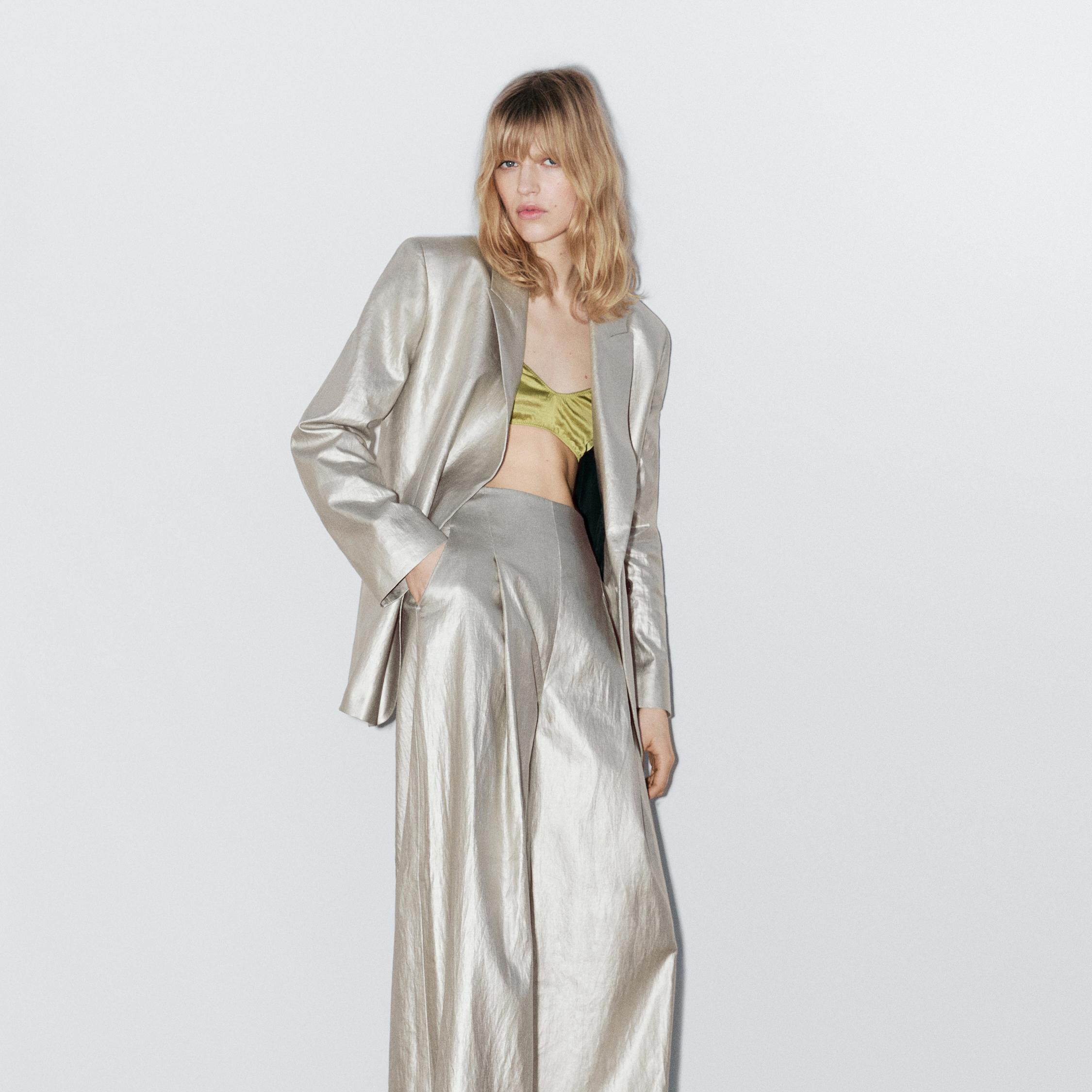 Americana metalizada mezcla lino - STUDIO