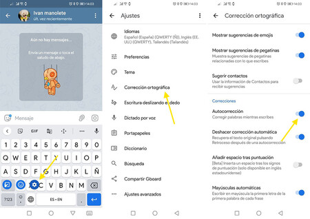 Autocorrección de Gboard