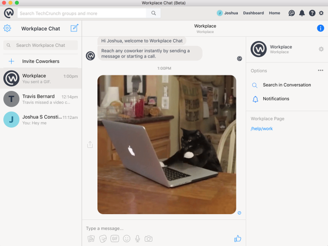 Facebook Workplace Chat Desktop Software Screenshot