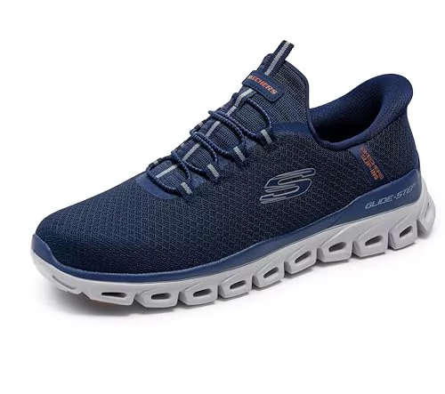 Skechers Glide-Step Noxus Hands Free Slip-in, Zapatillas Hombre, Navy Mesh/PU, 46 EU