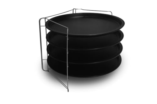 FORMEGOLOSE, Juego de 4 moldes para pizza Ø 32 cm + 1 rejilla para moldes