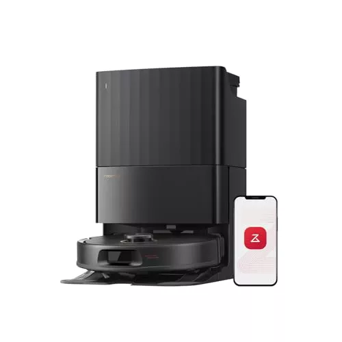 roborock Qrevo S5V Robot Aspirador 12,000Pa de Succión, Doble Cepillo Anti Enredos, Evitación Inteligente de Obstáculos, Doble Mopa Giratoria Elevable, Auto Vaciado y Rellenado,Negro