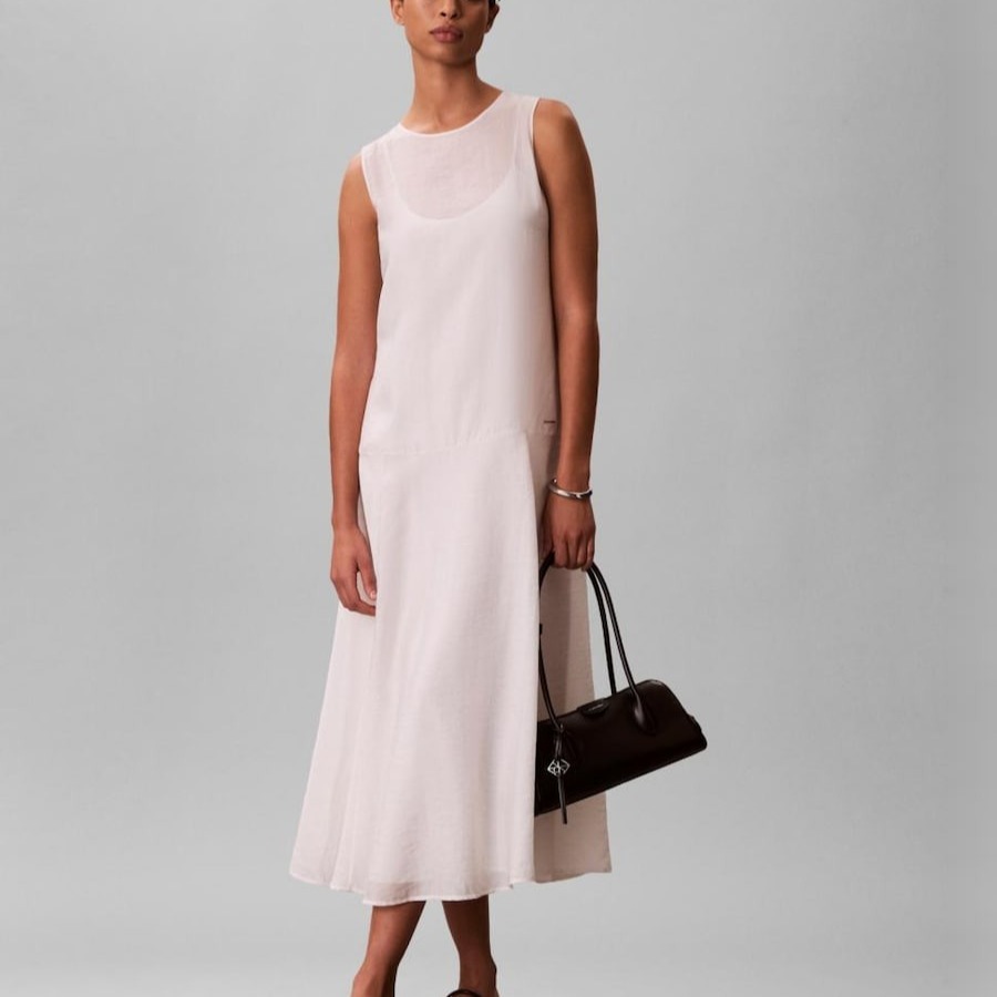 Vestido maxi de voile Crudo Calvin Klein

