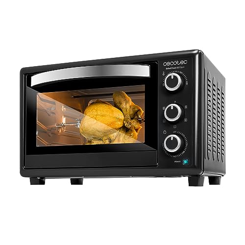 Cecotec Horno de sobremesa Bake&Toast 3090 Black Gyro, 30 L, 1500 W, 12 Funciones diferentes, Incluye rustidor giratorio, Luz interior, Bandeja recogemigas.