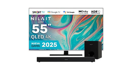 Nilait Luxe 55"UC8003S QLED UHD 4K Smart TV + Barra de sonido con subwoofer 120W Dolby, 2.1