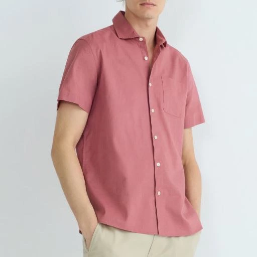 Camisa manga corta hombre algodón lino
