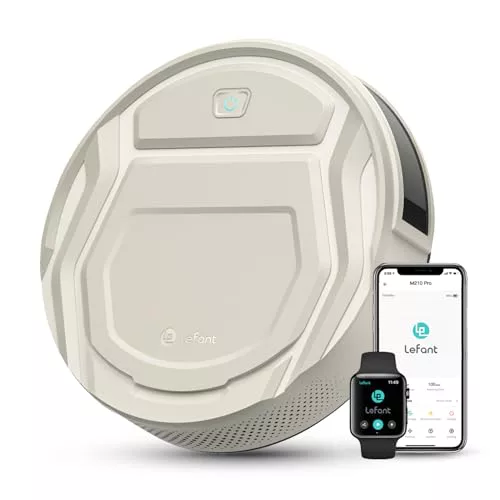 LEFANT Robot Aspirador 2200 Pa,120 Min Autonomía, Aspirador Robot 6 Modos de Limpieza, Evitar Enredos, Delgada, Silenciosa, WiFi/Alexa/App, Ideal para Pelo de Mascotas, Suelo Duro, M210 Pro Champán