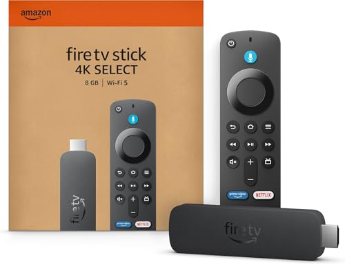 Amazon Fire TV Stick 4K Select (última generación): comienza a reproducir contenido 4K en streaming, ve cientos de miles de películas y episodios de series, encuentra series más rápido con Alexa+