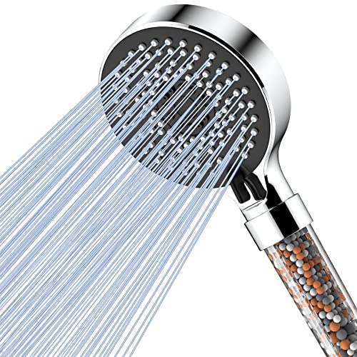 Magichome Alcachofa de Ducha Alta Presión, con Filtro 5 Tipos de Chorros, Cabezal de Ahorro de Agua y Aumento de Presión con Filtración de 3 Capas y Piedras (Negro)