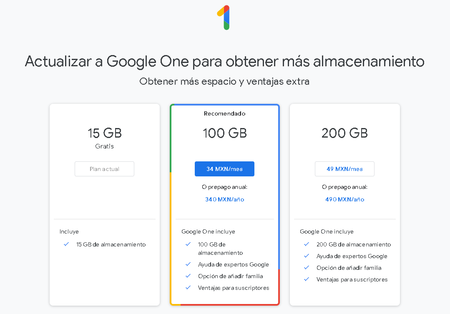 Google One Almacenamiento Nube Comprar Espacio