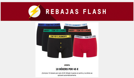 Rebajas Flash en Zavvi: pack de 10 bóxers Head, Tokyo Laundry, Crosshatch o Brave Soul por sólo 45 euros