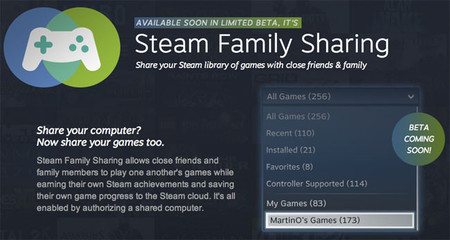 Steam Family Sharing permitirá compartir juegos con familia y amigos