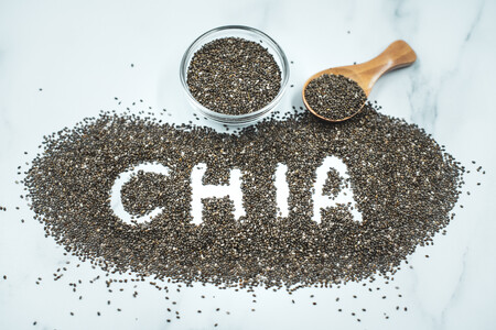 Chia Seeds With The Word Chia Spelled Out