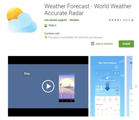 Google Play の天気予報。