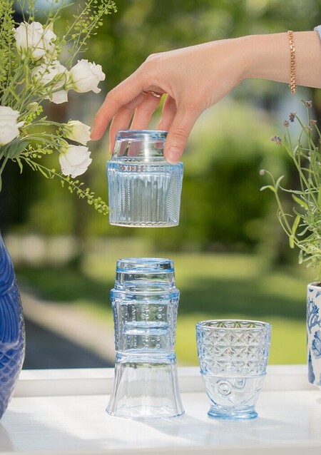 Blue Fish Drinking Glasses 4 Pcs Kitchen Flying Tiger Copenhagen 499322