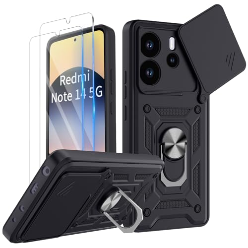 COPIKE Funda Armor para Xiaomi Redmi Note 14 5G (No para 4G) con 2 Piezas Cristal Templado