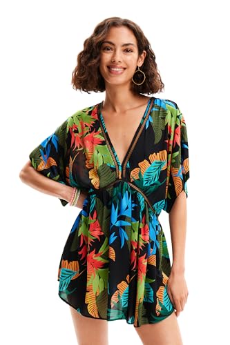 Desigual Swim_Top Tropical Party Bikini, Negro, L para Mujer