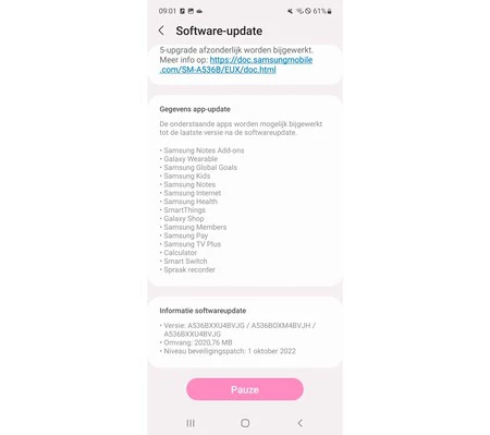 Samsung Galaxy A53 5G の One UI 5 へのアップデート (GalaxyClub からの画像)