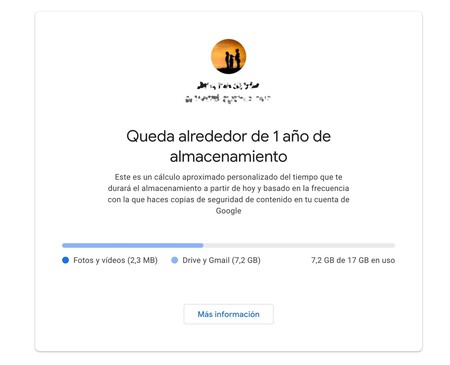 Tiempo de almacenamiento en Google Fotos