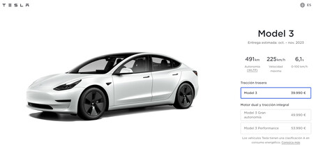 Tesla Model 3, en el configurador de España