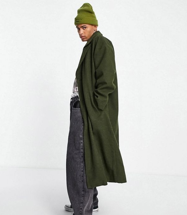 Abrigo largo verde de Reclaimed Vintage Inspired