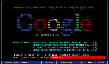 Google BBS, buscar en la web de hoy con el aspecto de los 80