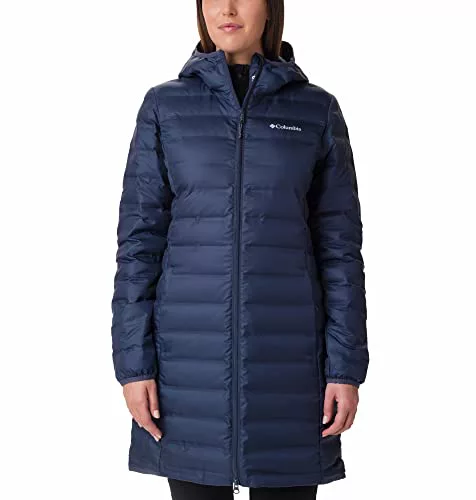 Columbia Lake 22 Down Long Hooded Jacket, Chaqueta De Plumas Acolchada Con Capucha para Mujer, Nocturnal, Talla M