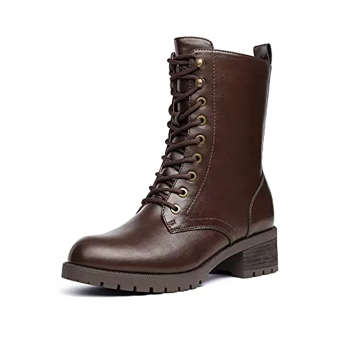 DREAM PAIRS Botas de Media Pantorrilla de Mujer,Size 39,Marrón,DMB214-E