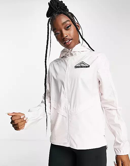 Chaqueta rosa claro con cremallera de Nike Trail Running