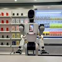 He pedido agua al primer robot humanoide que trabaja en Pekín. Es una máquina expendedora rara