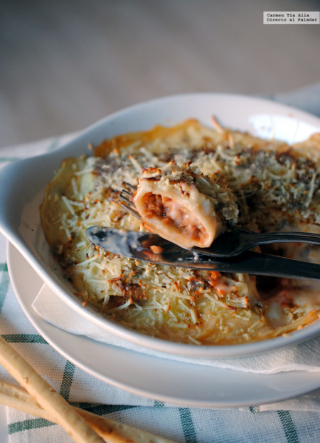 Canelones de atún, tomate y huevo, receta para compartir en familia