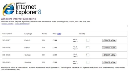 IE8をメールで注文する