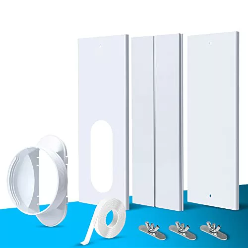 TOPOWN 3 Piezas Kit de Ventana Aire Acondicionado Portátil, Placas de Sellado de Ventana Corredera de Aire Acondicionado Portátil, Adecuado para Tubos de 5"/5,9" de diámetro, con Adaptador de Ventana