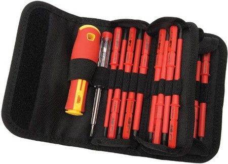 Por 29,86 euros tenemos el el set de destornilladores asilados intercambiables Draper 5776 de 18 piezas con estuche