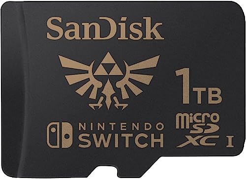 SanDisk Nintendo Tarjeta Micro SDXC 1 TB para Nintendo Switch consoles, hasta 100 MB/s, Edición Legend of Zelda, Añade de almacenamiento para tu consola Nintendo Switch, UHS-I, Class 10, U3