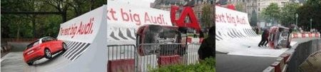 Un Audi A1 vuelca durante una presentación en Bélgica