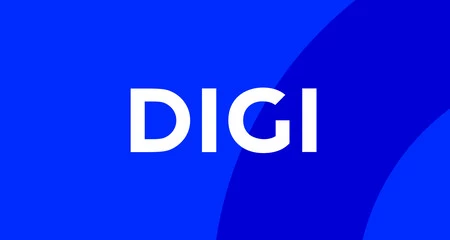 Digi Logo Blanco Fondo Azul