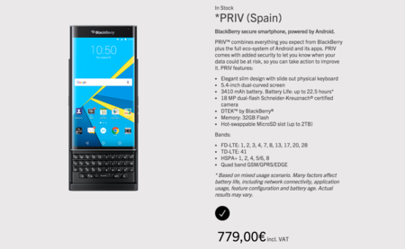 La BlackBerry Priv llega oficialmente a España, 779 euros es su precio