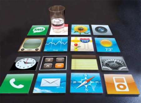 Posavasos con los iconos del iPhone