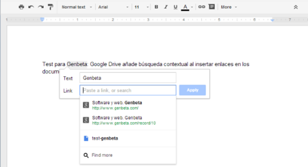 Google Drive añade búsqueda contextual al insertar enlaces en los documentos