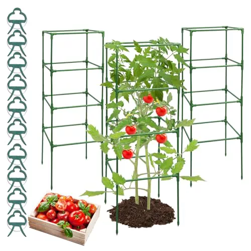 MQHUAYU Tutores para Tomateras 105cm, 3 Piezas Soporte para Plantas, Altura Regulable Tutores para Plantas, Soporte Plantas Trepadoras para Tomate, Pepino, Espaldera, Planta Trepadora, Flor