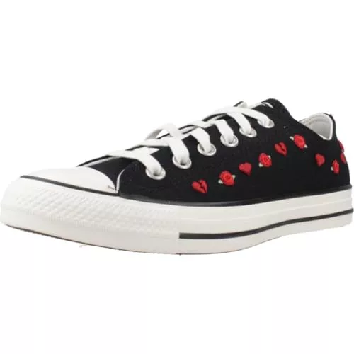 Converse Tenis Chuck Taylor All Star de caña baja unisex para adultos, Negro/Rojo/Garceta, 41 EU