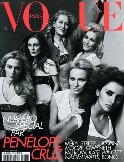 Penélope Cruz, Meryl Streep, Julianne Moore, Gwyneth Paltrow, Naomi Watts y Kate Winslet, Divas en Vogue