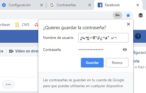 Guardar contraseñas en Google