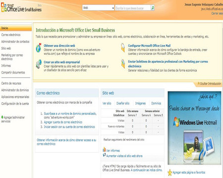Panel de Microsoft Office Live Small Business