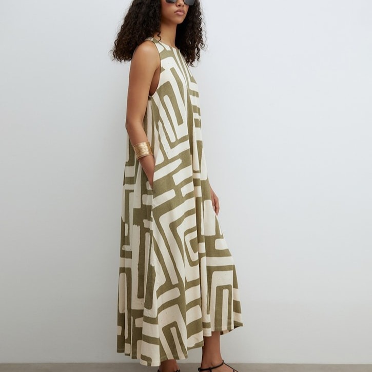 Sfera - Vestido evasé estampado.